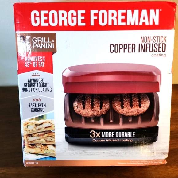 George Foreman Copper Infused Grill & Panini Press - Picture 1 of 10